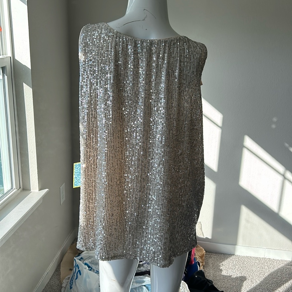 CECE SEQUIN SHIRT TOP BLOUSE SIZE L MSRP $69.00 NWT - Picture 4 of 9